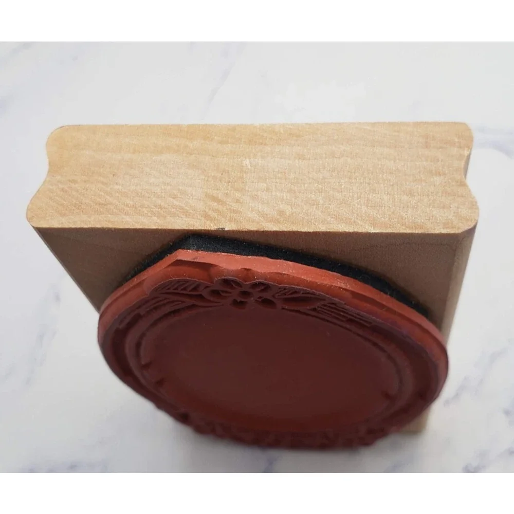 Oval Floral Frame Cosmetic Mirror Wood Mounted Rubber Stamp